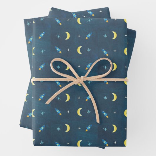Raumschiff-Muster Geschenkpapier Set (Beispiel)