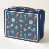 Raumschiff Muster individuelle Name Lunch Boxen (Rückseite)