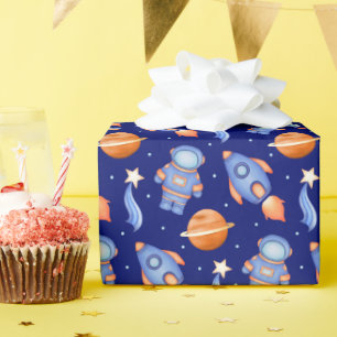 Raumschiff & Planeten Jungen Geburtstag Astronaut Geschenkpapier