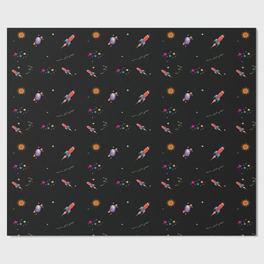 Raumschiff Planets Stars Geschenkpapier (Flach)