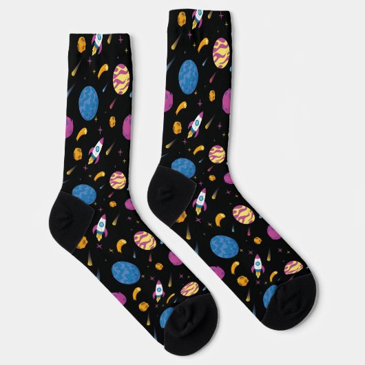 Raumschiff Reise Galaxy Muster Socken (Rechts)