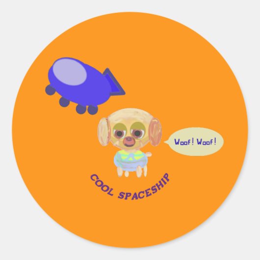 Raumschiff Runder Aufkleber (Vorderseite)