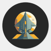 Raumschiff-Science Fiction Runder Aufkleber (Vorderseite)