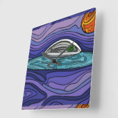 Raumschiff UFO Alien UAP paranormal Quadratische Wanduhr (Winkel)