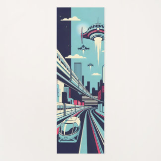 Raumschiff und futuristischer Monorail-Zug Yogamatte
