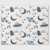 Raumschiff zum Mondschleifpapier Geschenkpapier (Flach)