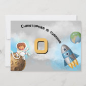 Raumschiff zum Thema niedliche Rakete Einladung (Rückseite)