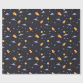 Raumschiffe für Kosmos-Raketen - Sterne Geschenkpapier (Flach)