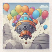 Raumschiffe mit Ballons Glasuntersetzer (Vorderseite)