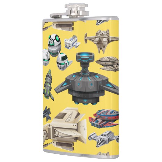 Raumschiffe, Roboter und Droiden Flachmann (Links)