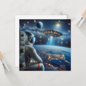 Raumschiffe und Astronaut im Weltraum Karte (Vorderseite/Rückseite Beispiel)