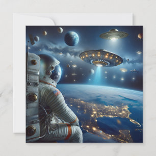 Raumschiffe und Astronaut im Weltraum Karte