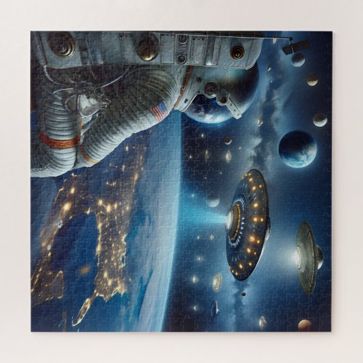 Raumschiffe und Astronaut im Weltraum Puzzle (Horizontal)