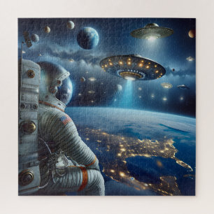 Raumschiffe und Astronaut im Weltraum Puzzle