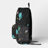 Raumschiffe und Planeten auf schwarz Bedruckter Rucksack (Rechts)