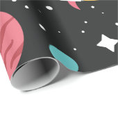 Raumschiffe und Planeten auf schwarz Geschenkpapier (Rolleneckpunkt)