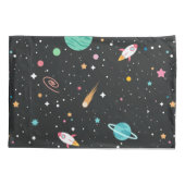 Raumschiffe und Sterne Kissenbezug (Rückseite-Links)