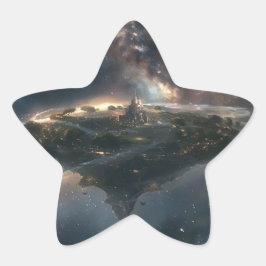 Raumstadt im Universum suspendiert Stern-Aufkleber