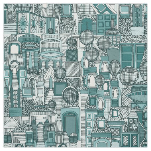 Raumstadtsonne aquamarin stoff (Muster)