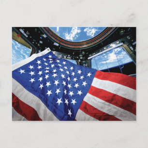 Raumstation Amerikanische Flagge Erdumlaufbahn Postkarte