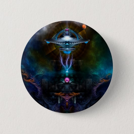 Raumstation Ansarious Fraktal Art Button (Vorderseite)
