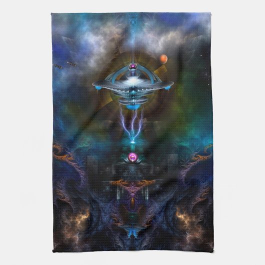 Raumstation Ansarious Fraktal Art Geschirrtuch (Vertikal)