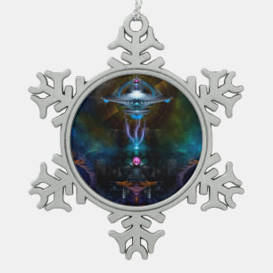 Raumstation Ansarious Pewter Snowflake Ornament