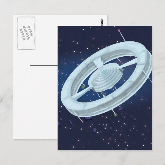 Raumstation Postkarte (Vorne/Hinten)