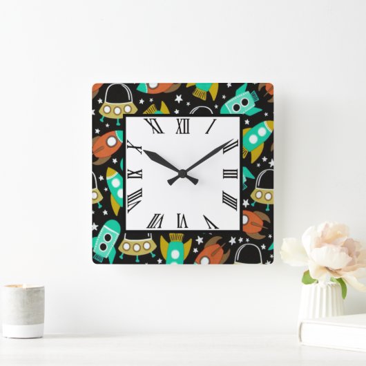 Raumstation Quadratische Wanduhr (Zuhause)