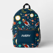 Raumtasche Planeten Raketen Ufo Galaxie Bedruckter Rucksack (Vorderseite)