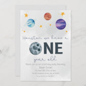 Raumthema erste Geburtstagsparty Einladung (Vorne/Hinten)