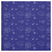 Raumthema Planets Rockets Stars auf blau Stoff (Muster)