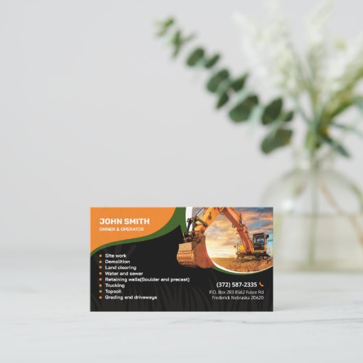 Räumung, Ausgrabung, Landschaftsgestaltung, Bauwes Visitenkarte (Stehend Vorderseite)