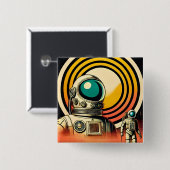 Raumzeitalter Mitte des Jahrhunderts Astronaut Lan Button (Vorne & Hinten)