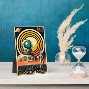 Raumzeitalter Mitte des Jahrhunderts Astronaut Lan Fotoplatte