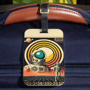 Raumzeitalter Mitte des Jahrhunderts Astronaut Lan Gepäckanhänger