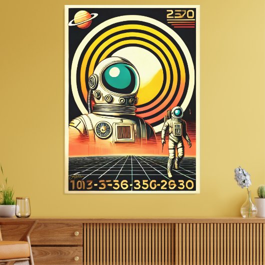 Raumzeitalter Mitte des Jahrhunderts Astronaut Lan Leinwanddruck (Insitu (Wohnzimmer))