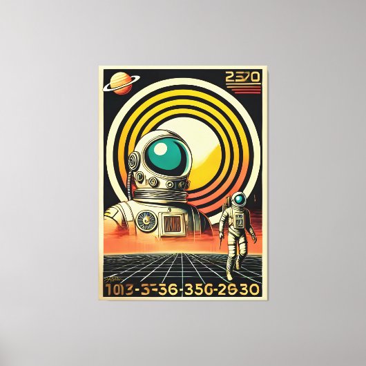 Raumzeitalter Mitte des Jahrhunderts Astronaut Lan Leinwanddruck (Vorderseite)