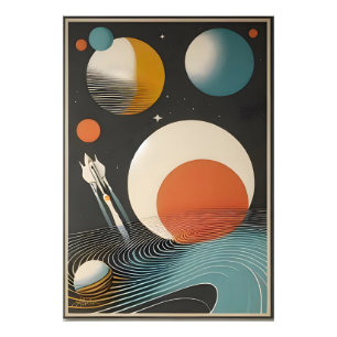 Raumzeitalter Mitte des Jahrhunderts Kunst Galaxie Fotodruck