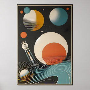 Raumzeitalter Mitte des Jahrhunderts Kunst Galaxie Poster