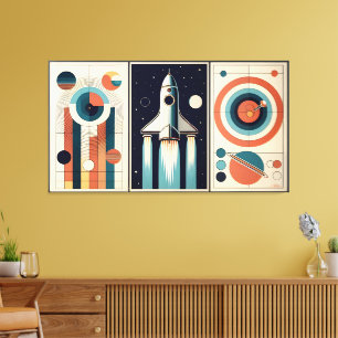 Raumzeitalter Mitte des Jahrhunderts Kunstgalaxie Leinwanddruck