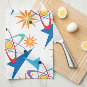 Raumzeitalter Retro mehrfarbiges Muster Geschirrtuch