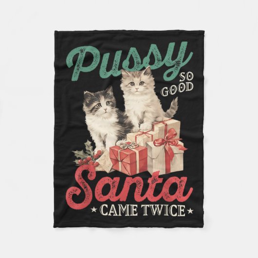 Raunchy Christmas Cat Graphic Funny Gag Prank Humo Fleecedecke (Vorderseite)