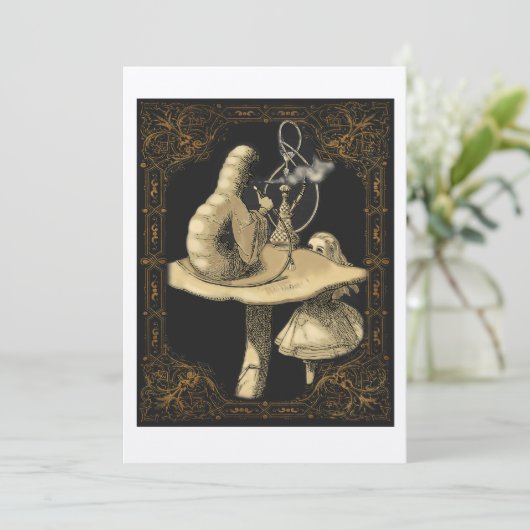 Raupe Alice im Wunderland Einladungskarte Einladung (Stehend Vorderseite)