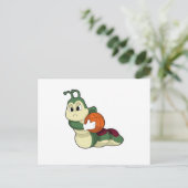 Raupe als Basketballspieler mit Basketball Postkarte (Stehend Vorderseite)