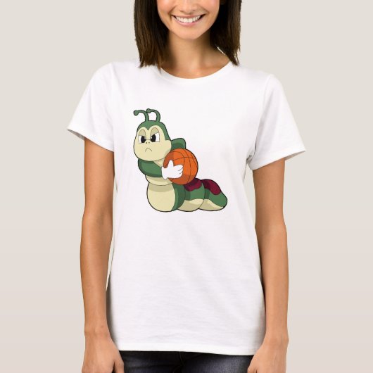 Raupe als Basketballspieler mit Basketball T-Shirt (Vorderseite)