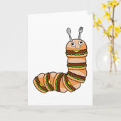 Raupe als Cheeseburger mit Rindfleisch und Salat Karte (Gelbe Blume)