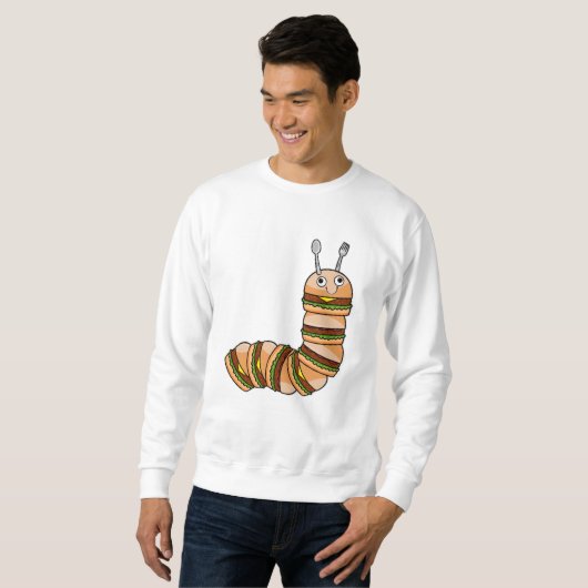 Raupe als Cheeseburger mit Rindfleisch und Salat Sweatshirt (Vorne ganz)