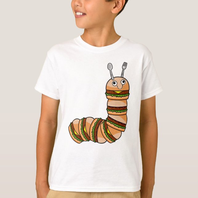Raupe als Cheeseburger mit Rindfleisch und Salat T-Shirt (Vorderseite)