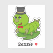 Raupe als Gentleman mit Zylinder Aufkleber (Blatt)